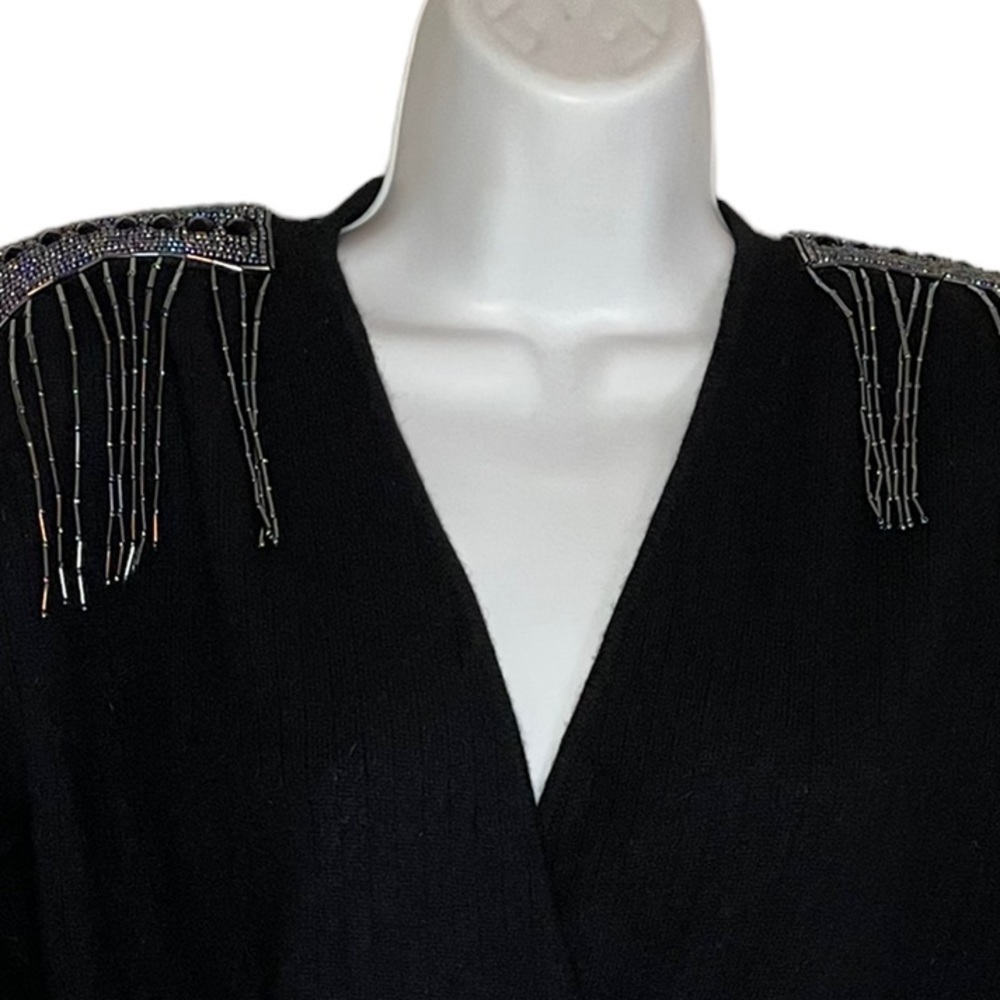 Into the night embellished  Knit Top vneck long sleeve sweatshirt sweater - Picture 7 of 15